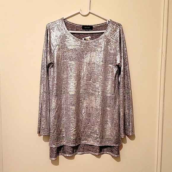 Karen Kane oversized metallic tunic top, classic coastal - Picture 1 of 6
